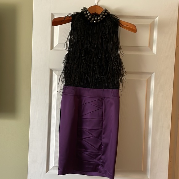 Brand new Bebe silk/real feather dress size XS - Picture 2 of 14